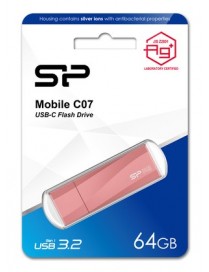 SILICON POWER USB-C Flash Drive Mobile C07, 64GB, USB 3.2, ροζ
