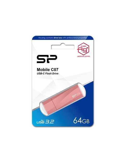 SILICON POWER USB-C Flash Drive Mobile C07, 64GB, USB 3.2, ροζ