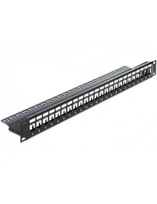 DELOCK Keystone Patch Panel, για 19" rack, 24 ports, μαύρο
