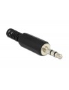 DELOCK Βύσμα 3.5mm Stereo, 3 pin, Bend Protection, Plastic, Black