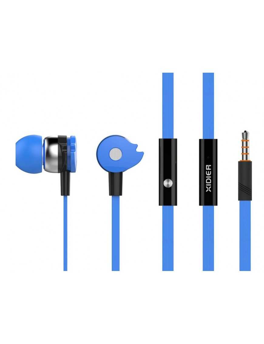 CELEBRAT Earphones με μικρόφωνο D1, on/off, 10mm, 1.2m flat, μπλε