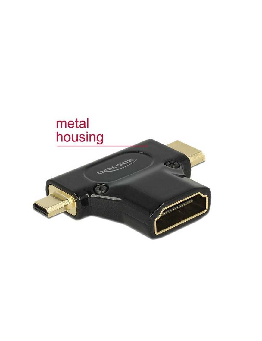 DELOCK HDMI Αντάπτορας από HDMI-A female σε HDMI Mini-C & Micro-D