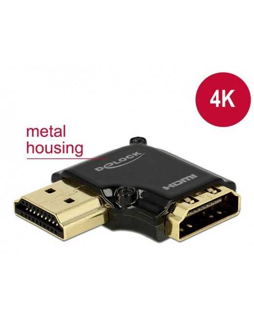 DELOCK HDMI Αντάπτορας HDMI-A female σε male, High Speed, 90°, left