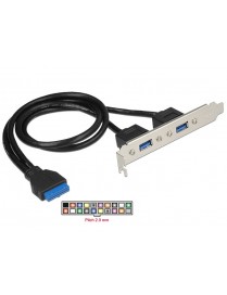 DELOCK Cable USB 3.0 2x Type-A female σε 19pin header female