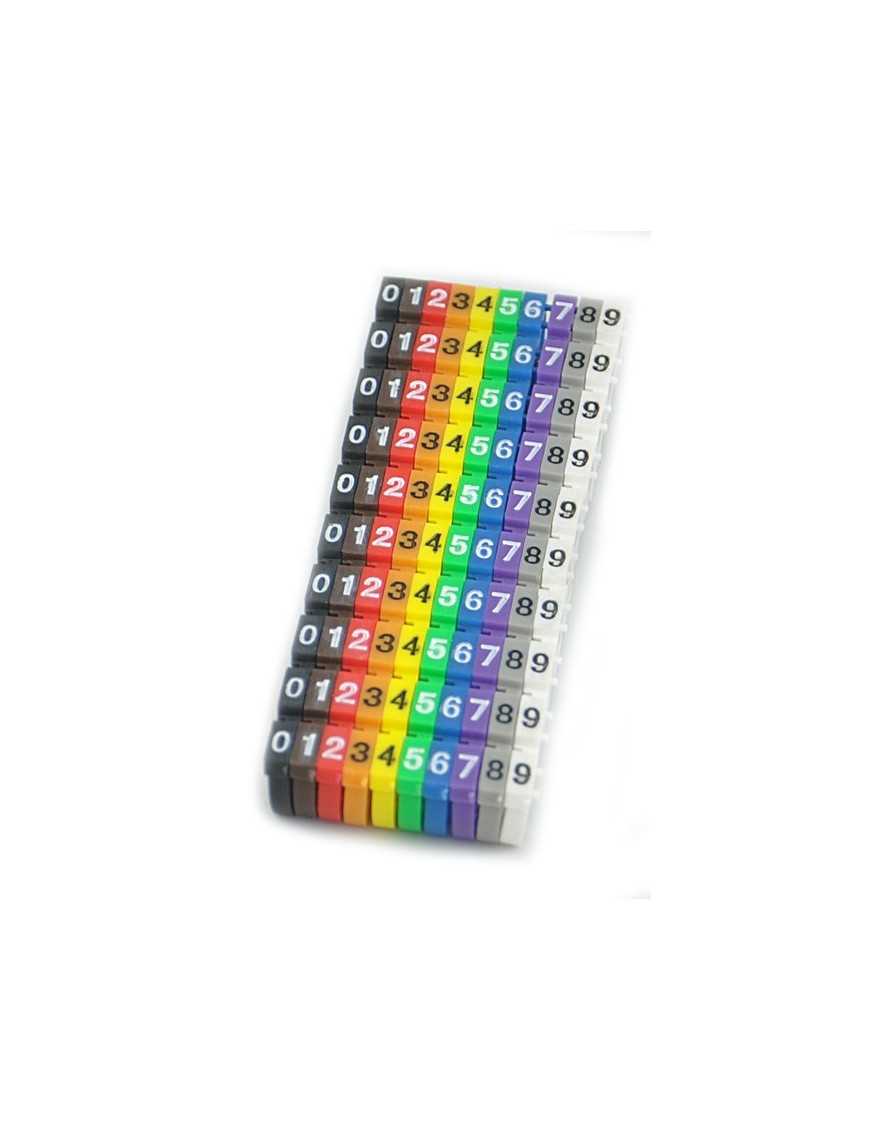 POWERTECH Clip αρίθμησης καλωδίου Νο 0-9, Color, 10τεμ.