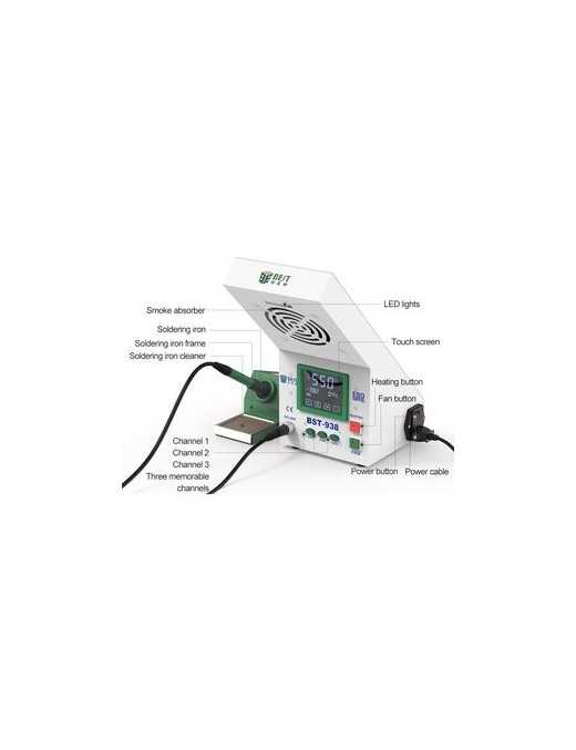 BEST Soldering Station BST-938 με σταθμό απορόφησης καπνού και LED φως