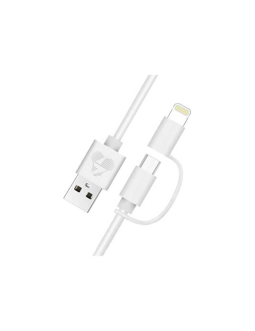 POWERTECH Καλώδιο USB σε Micro/Lightning prime PT-707, MFi, 1m, λευκό