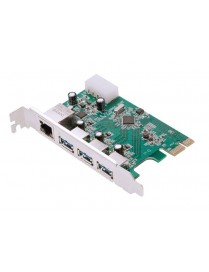 POWERTECH Κάρτα Επέκτασης PCI-e σε USB 3.0 & 1x LAN, VL805+RTL8153