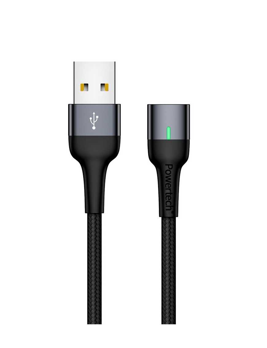 POWERTECH Καλώδιο USB 2.0 PT-757, μαγνητικό, 1m, μαύρο