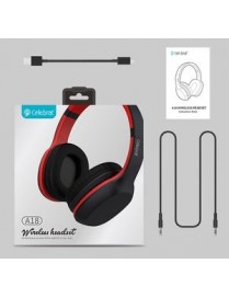 CELEBRAT Bluetooth headphones A18-BKRD, wireless & wired, μαύρο-κόκκινο