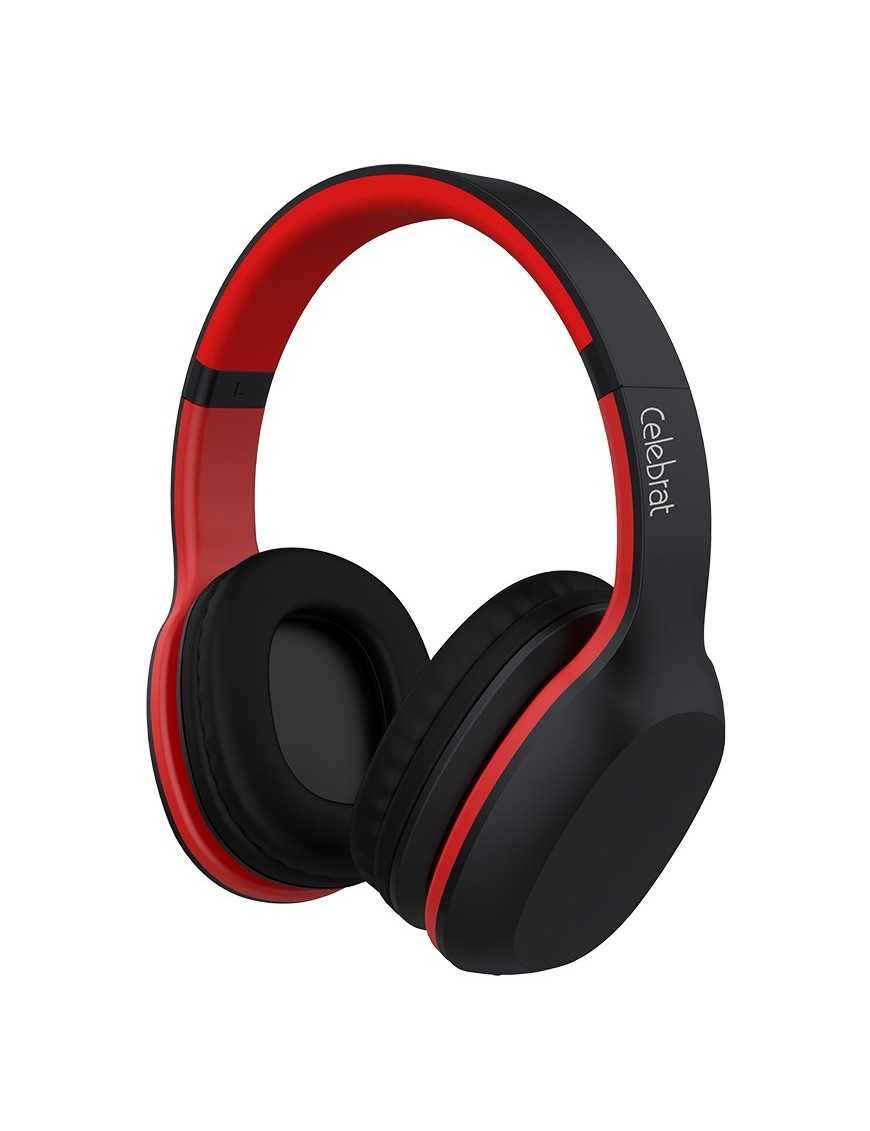 CELEBRAT Bluetooth headphones A18-BKRD, wireless & wired, μαύρο-κόκκινο