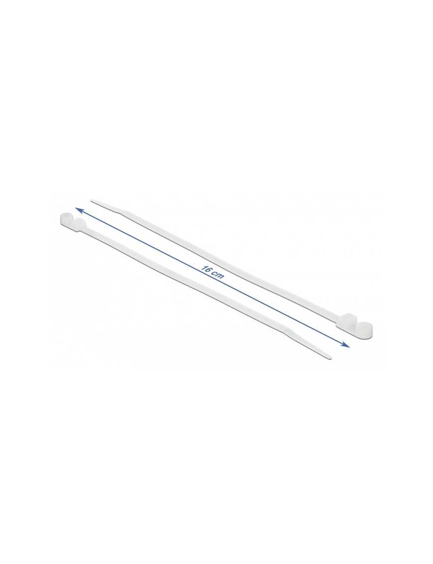 DELOCK Δεματικά καλωδίων 18944 με οπή στερέωσης, 160x4.8mm, λευκά, 10τμχ