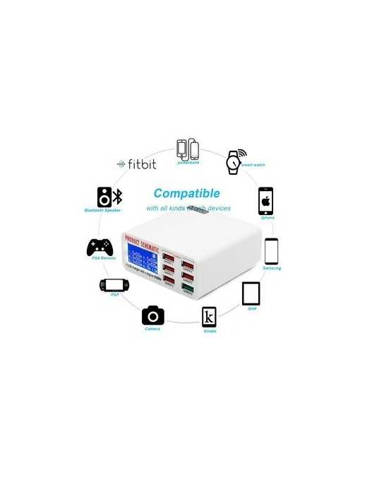 USB φορτιστής 6 θέσεων με LCD monitor BST-U3, 5V 8A, 40W