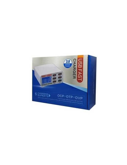 USB φορτιστής 6 θέσεων με LCD monitor BST-U3, 5V 8A, 40W