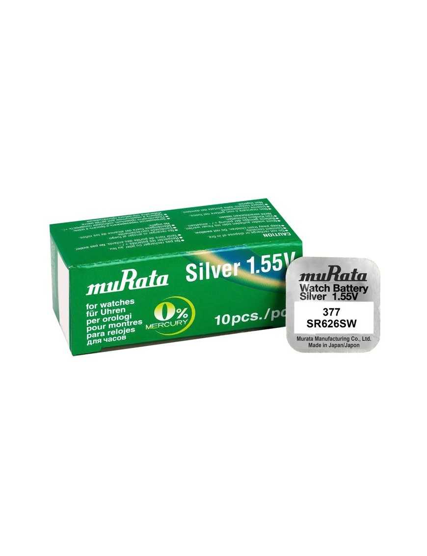 MURATA μπαταρία Silver Oxide για ρολόγια SR626SW, 1.55V, No 377, 10τμχ