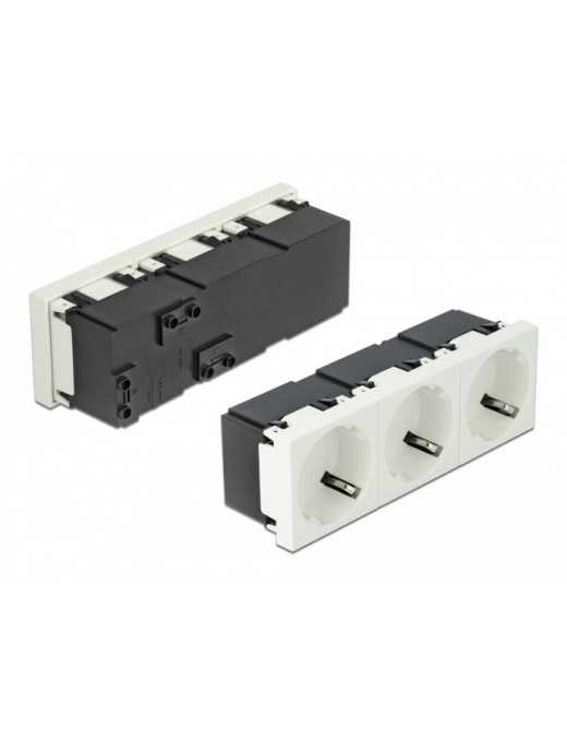 DELOCK τριπλό module πρίζας ρεύματος Easy 45 81323, 45°, 45x45mm, 5τμχ