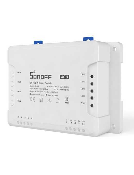SONOFF Smart Διακόπτης WiFi 4CH R3, 4 θέσεων, 16A, λευκός