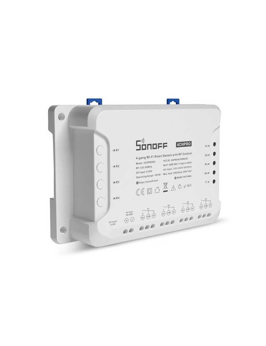 SONOFF Smart Διακόπτης 4CH PRO R3, 4 θέσεων, 40A, RF control, λευκός