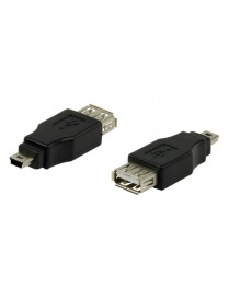 POWERTECH adapter USB 2.0 (F) σε USB Mini (Μ) CAB-U141, μαύρο
