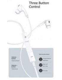 USAMS earphones με μικρόφωνο EP-41, 3.5mm, 10mm, 1.2m, λευκά