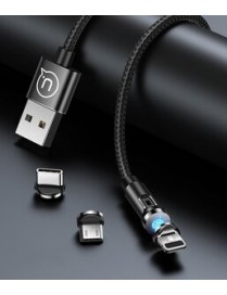 USAMS Καλώδιο USB σε lightning U59, μαγνητικό, περιστρεφόμενο, 1m, μαύρο