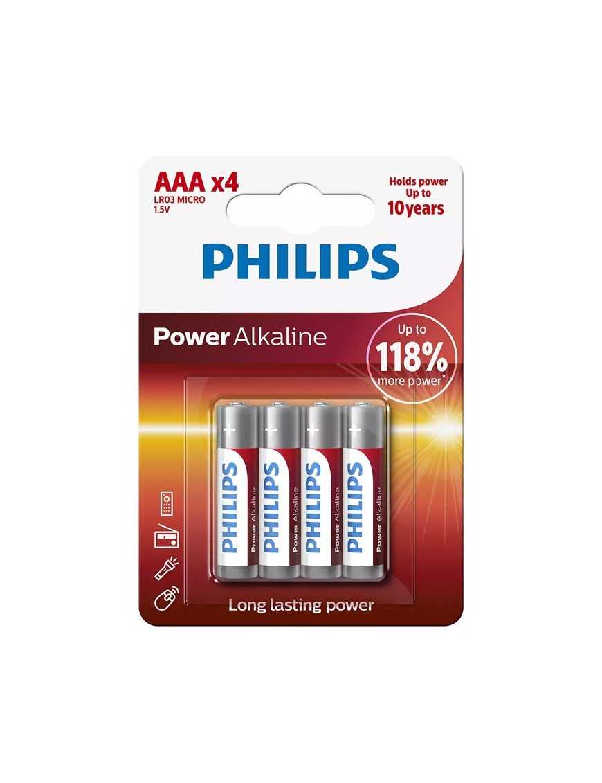 PHILIPS Power αλκαλικές μπαταρίες LR03P4B/5, AAA LR03 1.5V, 4τμχ