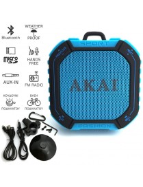 Akai ABTS-B7 Αδιάβροχο ηχείο Bluetooth με ραδιόφωνο, micro SD και AUX-In – 3 W
