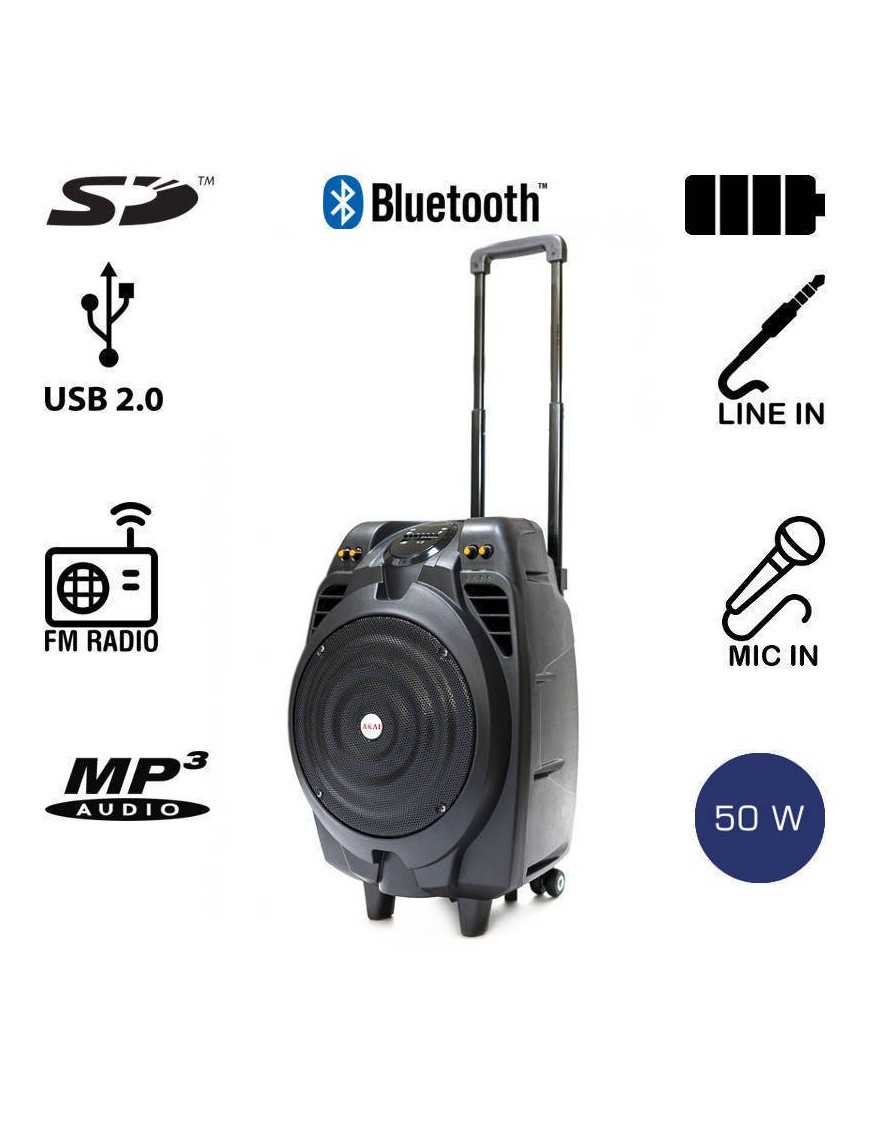 Akai SS023A-X10 Φορητό ηχείο Bluetooth με ενισχυτή, USB, SD, ασ. μικρόφωνο και ρόδες – 50 W RMS