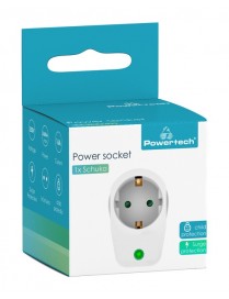 POWERTECH αντάπτορας ρεύματος PT-996, 1 θέση schuko, 16A, 3680W, λευκός