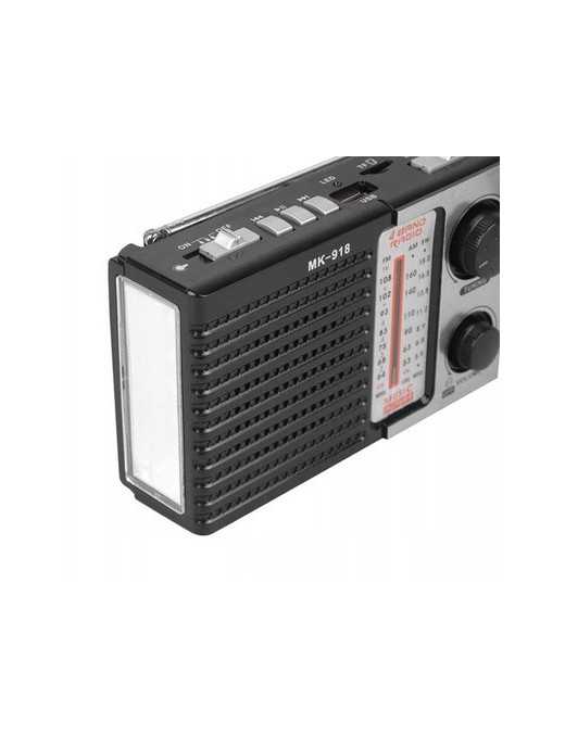 HMIK φορητό ραδιόφωνο & ηχείο MK-918 με φακό, USB/TF/AUX, μαύρο