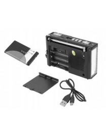 HMIK φορητό ραδιόφωνο & ηχείο MK-918 με φακό, USB/TF/AUX, μαύρο