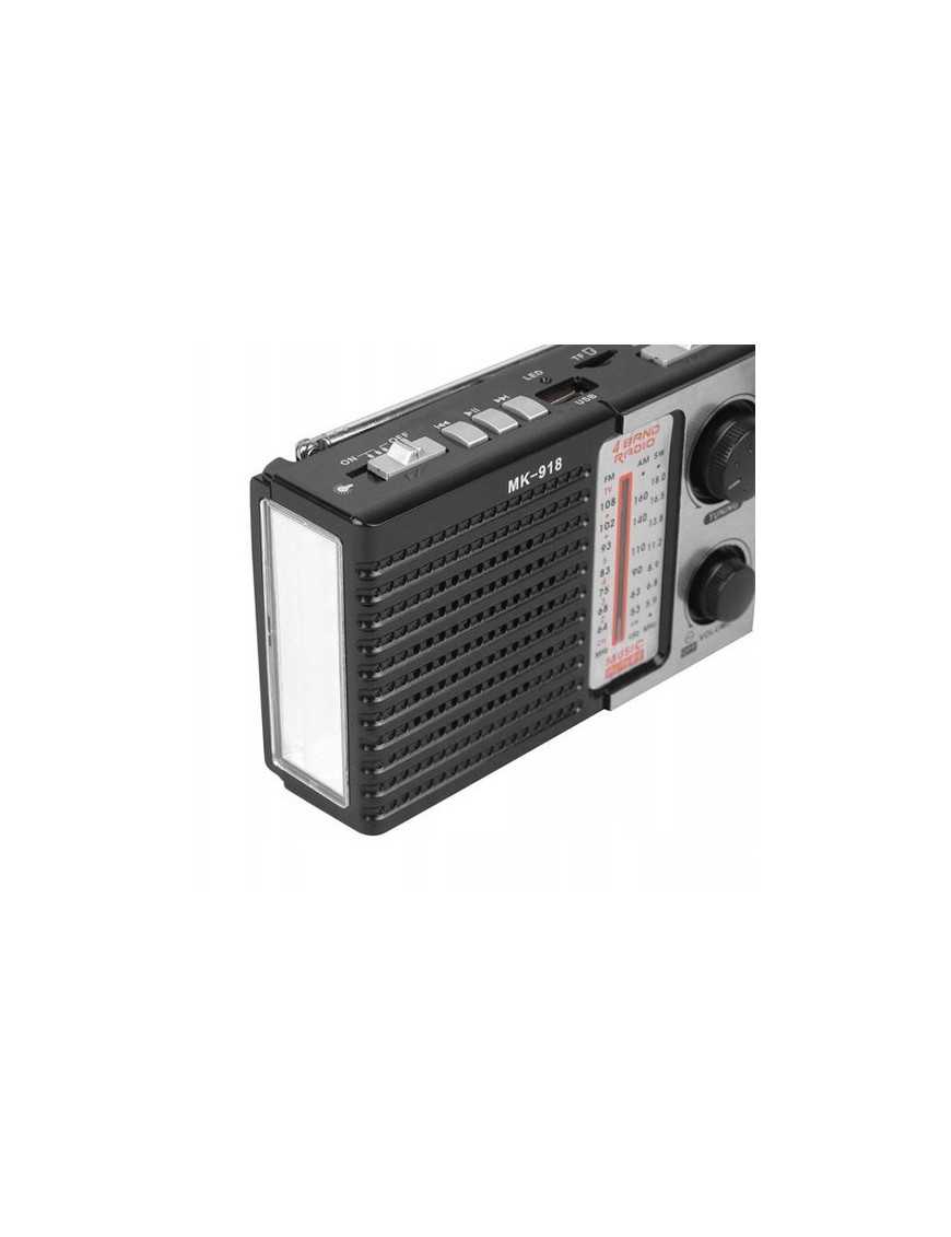 HMIK φορητό ραδιόφωνο & ηχείο MK-918 με φακό, USB/TF/AUX, μαύρο