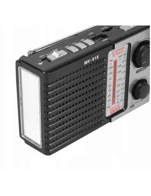 HMIK φορητό ραδιόφωνο & ηχείο MK-918 με φακό, USB/TF/AUX, μαύρο