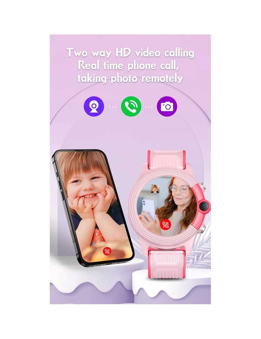 INTIME GPS smartwatch για παιδιά IT-053, 1.28", camera, 4G, IPX7, ροζ