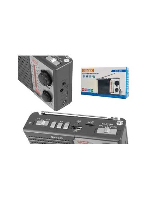 HMIK φορητό ραδιόφωνο & ηχείο MK-918 με φακό, USB/TF/AUX, γκρι