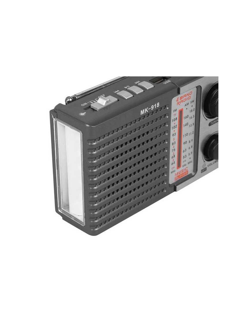 HMIK φορητό ραδιόφωνο & ηχείο MK-918 με φακό, USB/TF/AUX, γκρι