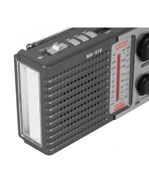 HMIK φορητό ραδιόφωνο & ηχείο MK-918 με φακό, USB/TF/AUX, γκρι