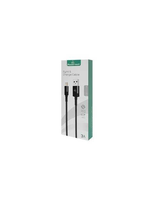 POWERTECH Καλώδιο USB σε Lightning eco round PTR-0082, copper, 1m, μαύρο