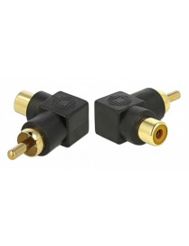 DELOCK αντάπτορας 66168 RCA αρσενικό σε RCA θηλυκό, γωνιακός, μαύρος