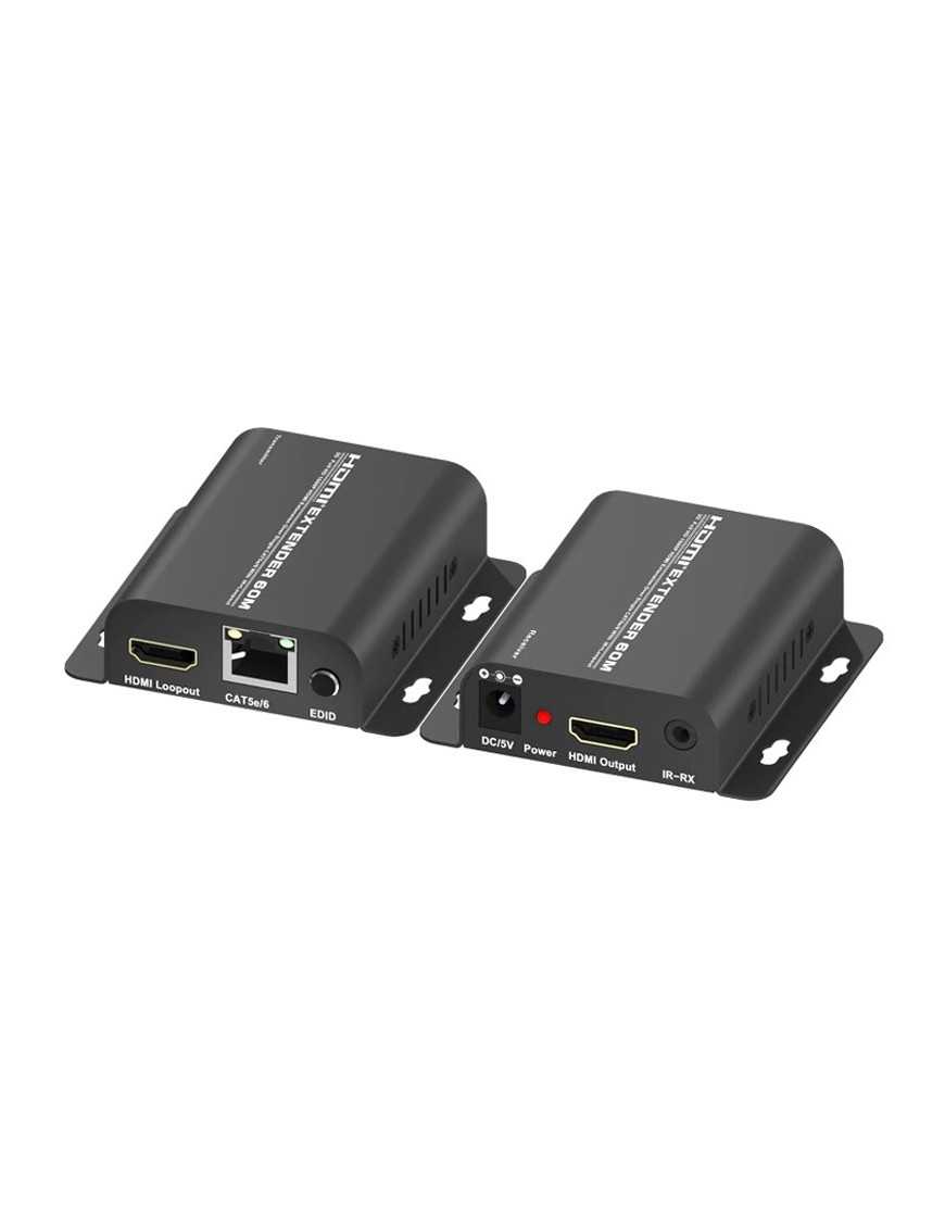 POWERTECH HDMI Video Extender CAB-H148, CAT5e/6, Full HD, 3D, IR, 60m