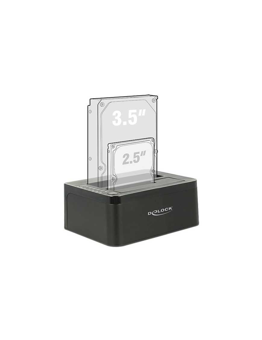 DELOCK docking station 62661, clone function, 2x HDD/SSD, 6Gb/s, μαύρο