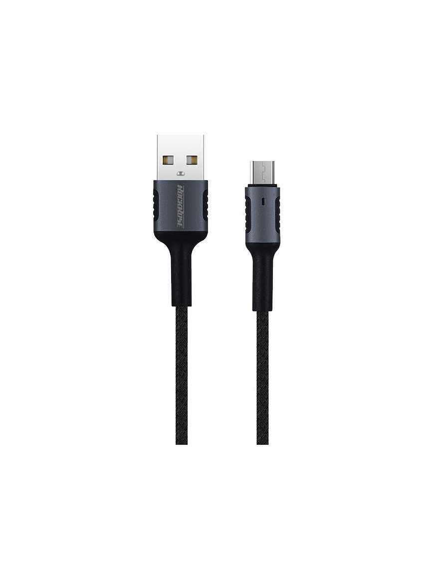 ROCKROSE καλώδιο USB σε Micro USB Armour AM, 2.4A 12W, 1m, μαύρο-μπλε