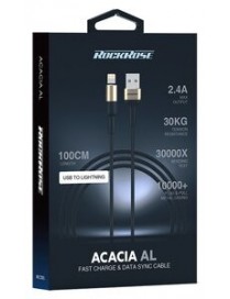 ROCKROSE καλώδιο USB σε Lightning Acacia AL, 2.4A 12W, 1m, χρυσό-μαύρο