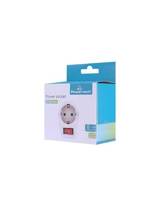 POWERTECH αντάπτορας ρεύματος PT-811, 1x schuko, 16A, λευκός