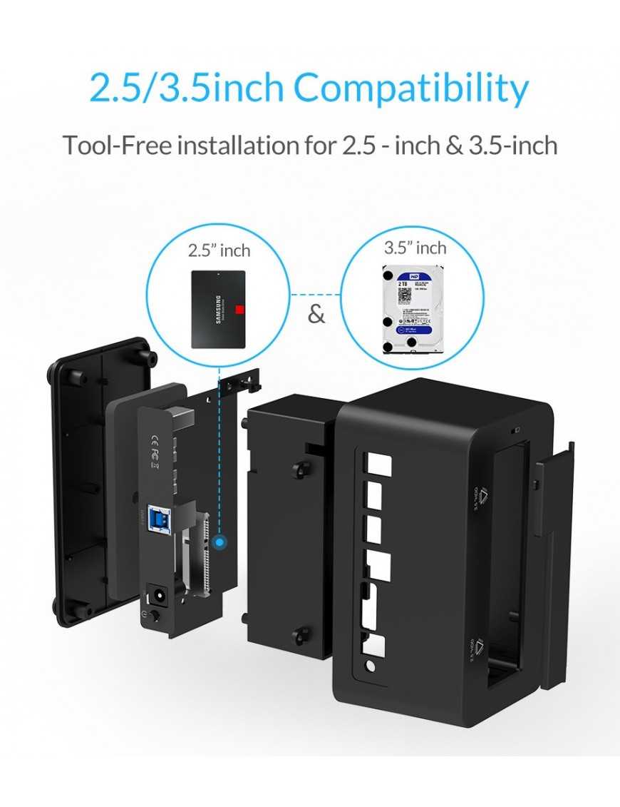 ORICO docking station 6619US3-V1, 2.5/3.5" HDD/SSD, 5Gbps, UASP, μαύρο