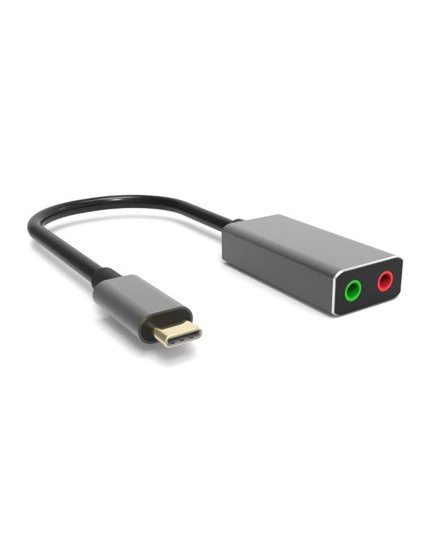 POWERTECH USB Type-C κάρτα ήχου PTH-045, 2x 3.5mm, γκρι