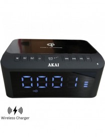 Akai ACRB-1000 Ξυπνητήρι, ασύρματος φορτιστής και ηχείο Bluetooth με διπλό USB, Aux-In και FM – 5 W RMS
