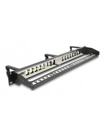 DELOCK Keystone patch panel 66237, 19"/1U, 16x ports, 3x γάντζοι, μαύρο