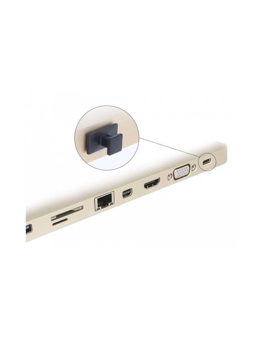 DELOCK κάλυμμα προστασίας για θύρα USB-C 64015 με λαβή, μαύρο, 10τμχ