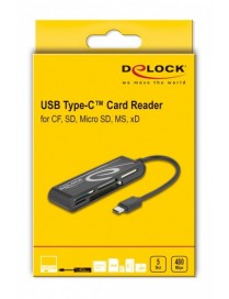 DELOCK card reader 91739 για micro SD/SD/CF/MS/xD, USB-C, μαύρο